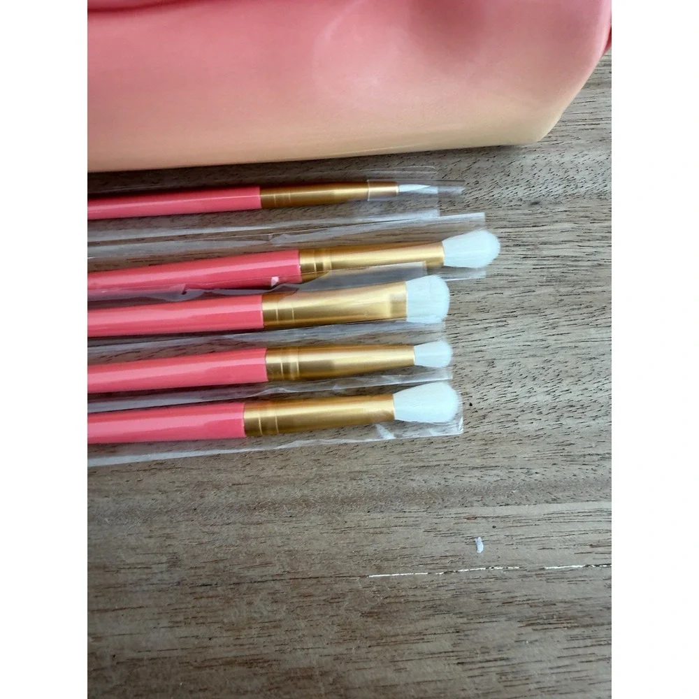 Morphe 5 Piece Eye Brush Set With Makeup Bag Pink Travel Case New